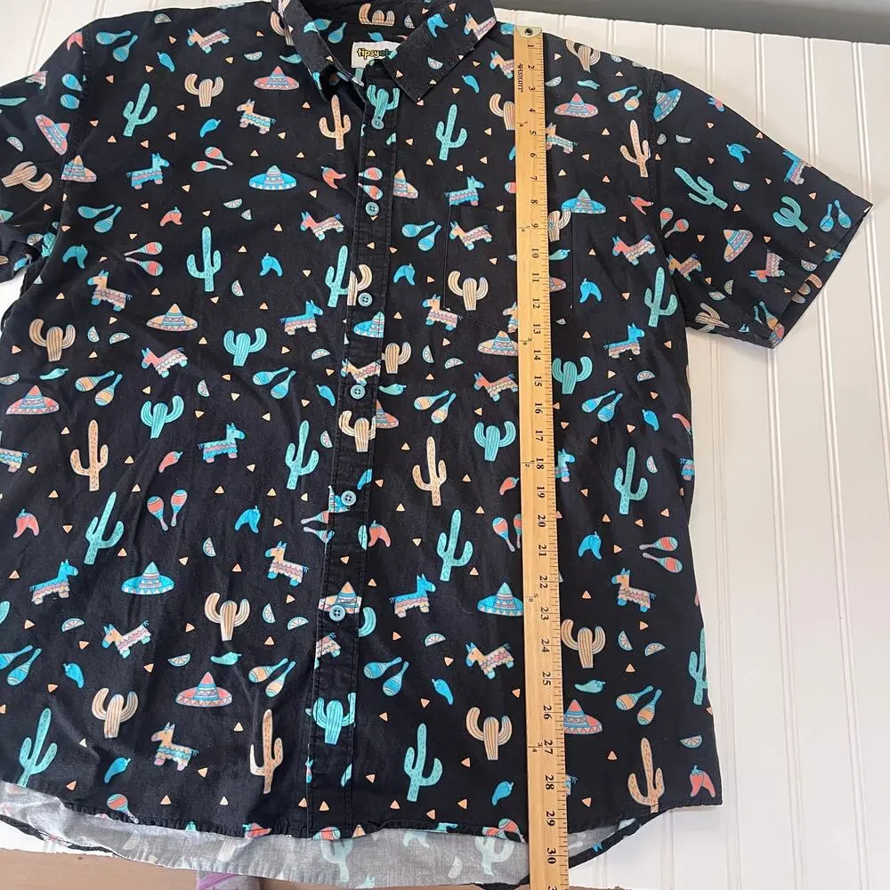 Tipsy Elves‎ Mens Midnight Fiesta Hawaiian Shirt Festive XXL